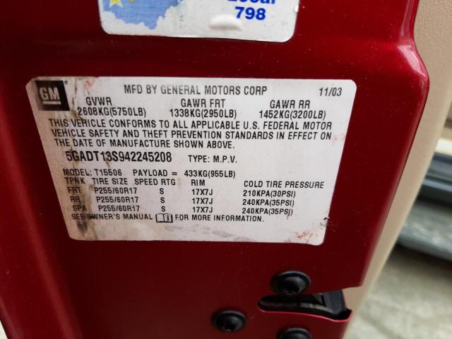 Photo 10 from auction – 2004 BUICK RAINIER CX with VIN 5GADT13S942245208