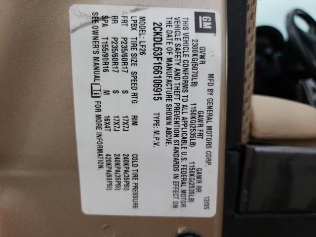 Photo 10 from auction – 2006 PONTIAC TORRENT with VIN 2CKDL63F166106915