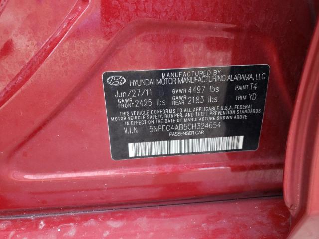 Photo 10 from auction – 2012 HYUNDAI SONATA SE with VIN 5NPEC4AB5CH324654