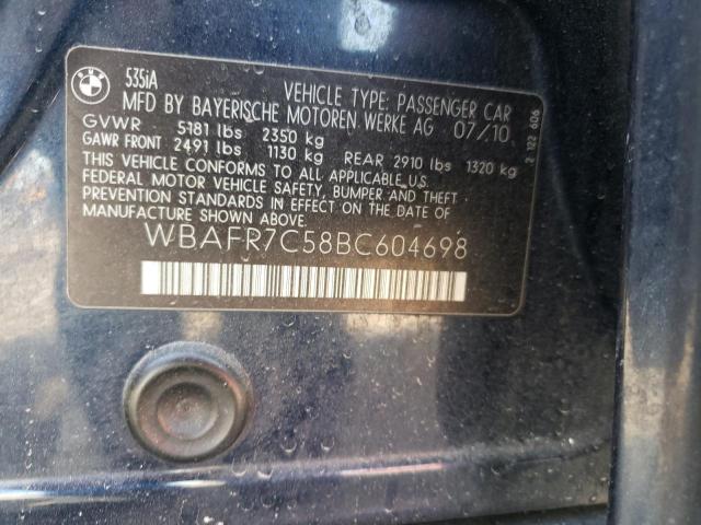 Photo 10 from auction – 2011 BMW 535 I with VIN WBAFR7C58BC604698
