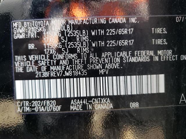 Photo 10 from auction – 2018 TOYOTA RAV4 LE with VIN 2T3BFREV7JW818435