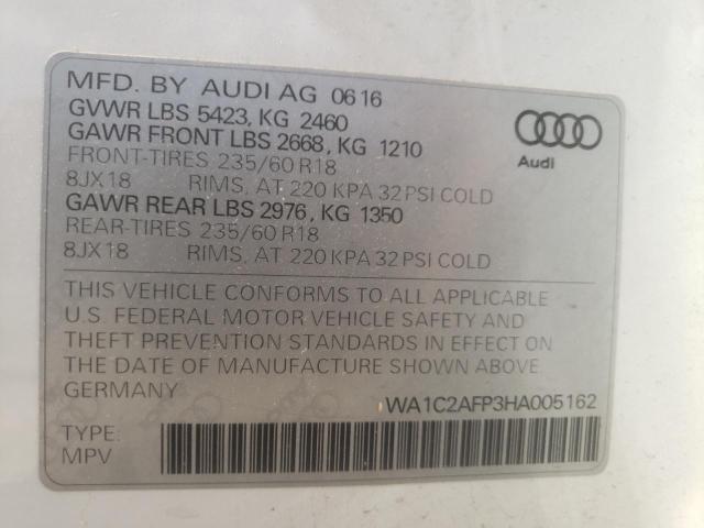 Photo 10 from auction – 2017 AUDI Q5 PREMIUM with VIN WA1C2AFP3HA005162