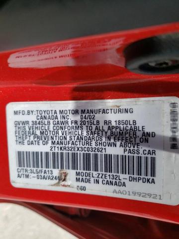 Photo 10 from auction – 2003 TOYOTA COROLLA MA with VIN 2T1KR32EX3C032621