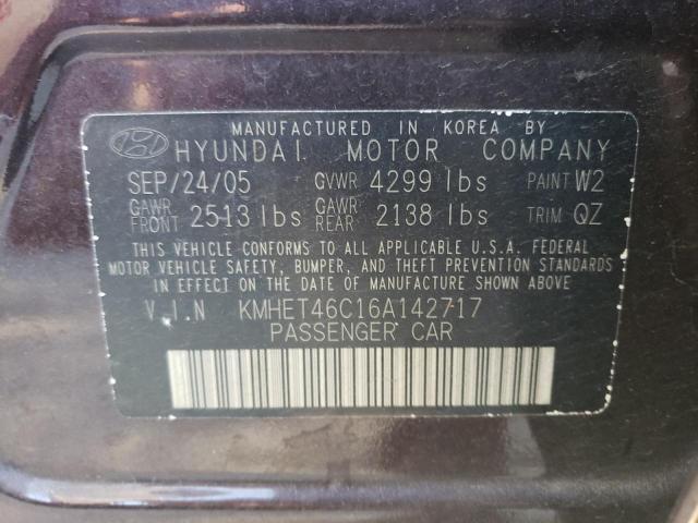 Photo 10 from auction – 2006 HYUNDAI SONATA with VIN KMHET46C16A142717