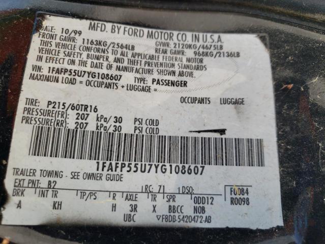 Photo 10 from auction – 2001 FORD TAURUS with VIN 1FAFP55U7YG108607
