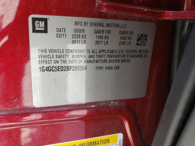 Photo 10 from auction – 2011 BUICK LACROSSE C with VIN 1G4GC5ED2BF285584