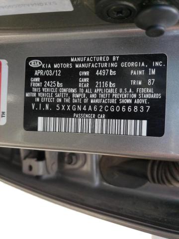 Photo 10 from auction – 2012 KIA OPTIMA EX with VIN 5XXGN4A62CG066837