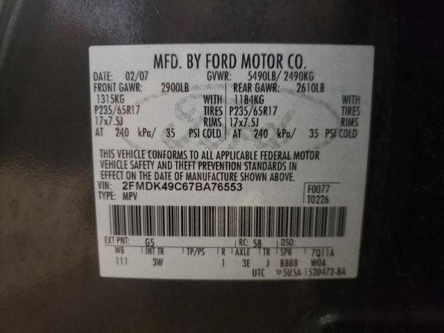 Фото 10 с аукциона – 2007 FORD EDGE SEL P с VIN 2FMDK49C67BA76553
