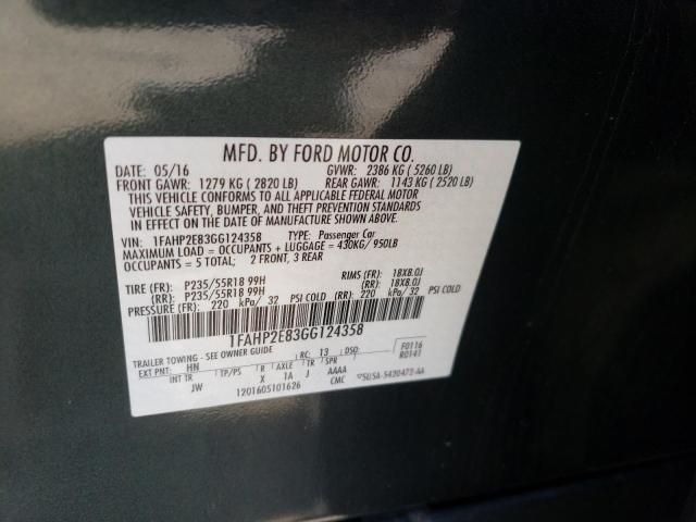 Photo 10 from auction – 2016 FORD TAURUS SEL with VIN 1FAHP2E83GG124358