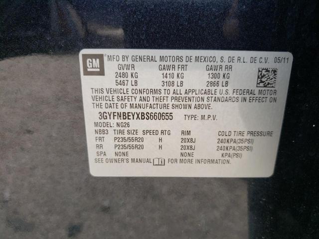 Photo 10 from auction – 2011 CADILLAC SRX PERFOR with VIN 3GYFNBEYXBS660655