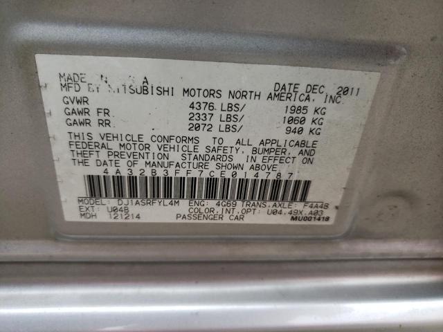 Фото 10 с аукциона – 2012 MITSUBISHI GALANT ES с VIN 4A32B3FF7CE014787