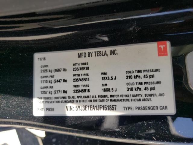 Photo 10 from auction – 2018 TESLA MODEL 3 with VIN 5YJ3E1EA1JF151857