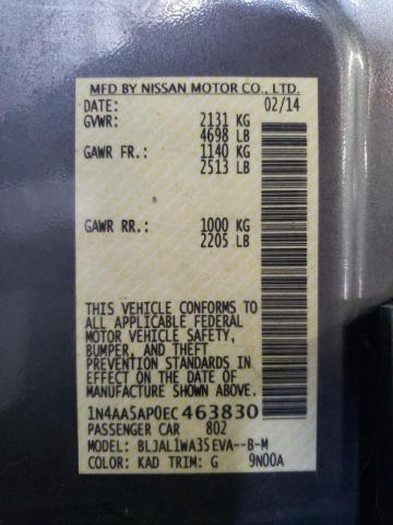 Photo 10 from auction – 2014 NISSAN MAXIMA S with VIN 1N4AA5AP0EC463830