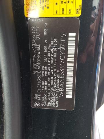 Photo 10 from auction – 2007 BMW 525 I with VIN WBANE53517CY07015