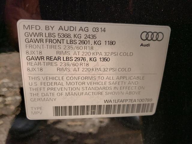 Photo 10 from auction – 2014 AUDI Q5 PREMIUM with VIN WA1LFAFP7EA100789