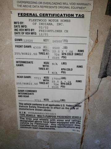 Photo 10 from auction – 2002 FREIGHTLINER CHASSIS X with VIN 4UZAAHAK82CK93823