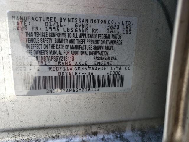 Photo 10 from auction – 2016 NISSAN SENTRA with VIN 3N1AB7AP8GY218113