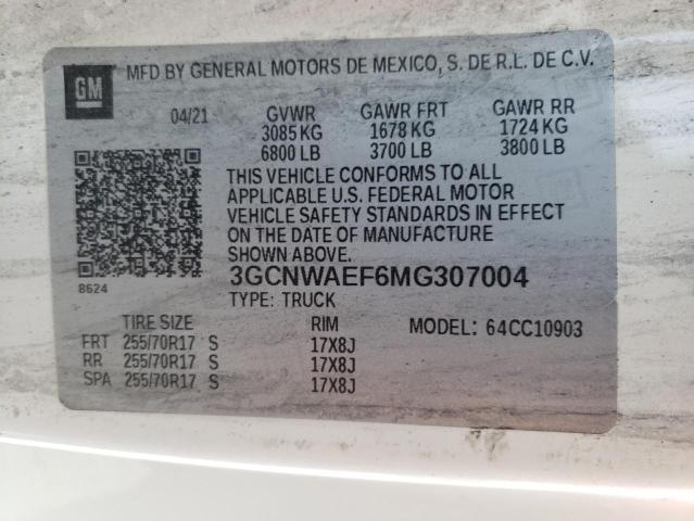 Photo 10 from auction – 2021 CHEVROLET SILVERADO with VIN 3GCNWAEF6MG307004