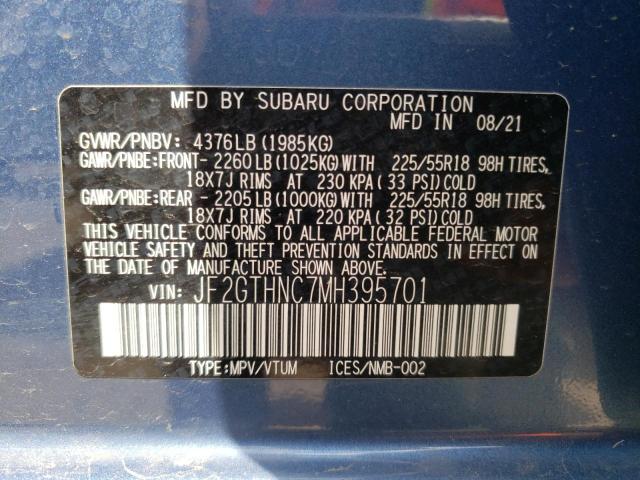 Photo 10 from auction – 2021 SUBARU CROSSTREK with VIN JF2GTHNC7MH395701