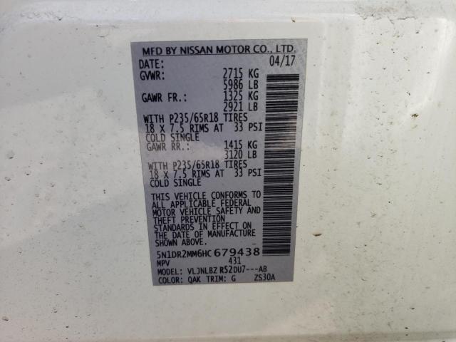 Photo 10 from auction – 2017 NISSAN PATHFINDER with VIN 5N1DR2MM6HC679438