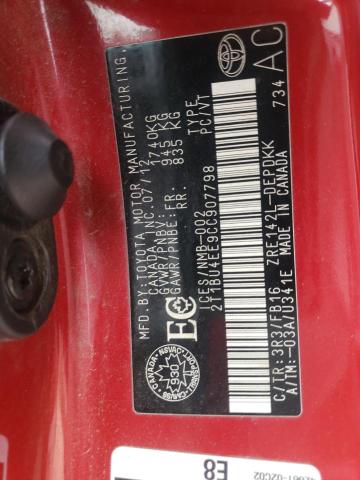 Photo 10 from auction – 2012 TOYOTA COROLLA BA with VIN 2T1BU4EE9CC907798