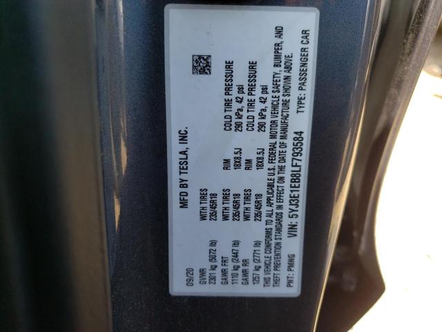 Photo 10 from auction – 2020 TESLA MODEL 3 with VIN 5YJ3E1EB8LF793584