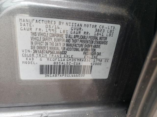 Photo 10 from auction – 2016 NISSAN SENTRA S with VIN 3N1AB7AP5GL666032