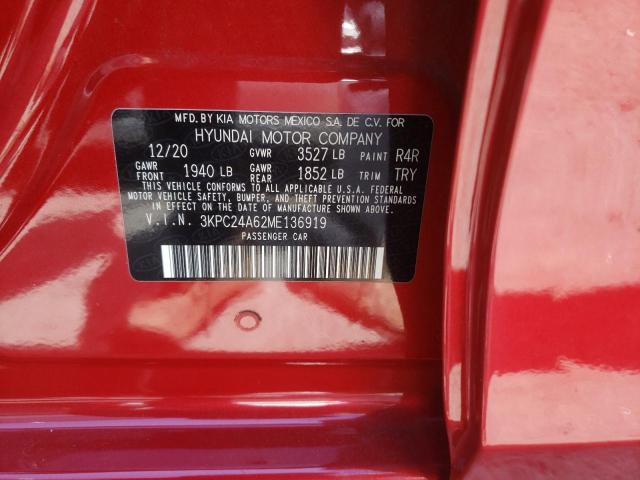 Photo 10 from auction – 2021 HYUNDAI ACCENT SE with VIN 3KPC24A62ME136919