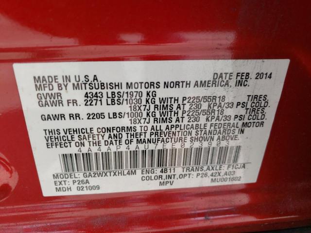 Photo 10 from auction – 2014 MITSUBISHI OUTLANDER with VIN 4A4AP4AU7EE023903