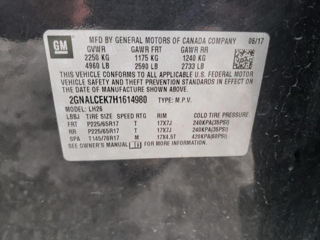 Photo 10 from auction – 2017 CHEVROLET EQUINOX LT with VIN 2GNALCEK7H1614980