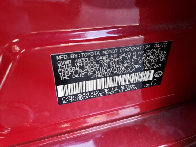 Photo 10 from auction – 2013 LEXUS GS 350 with VIN JTHBE1BL7D5008935