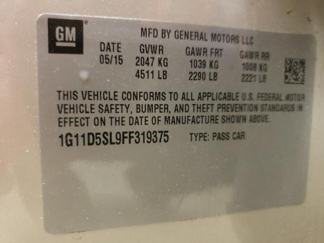 Photo 10 from auction – 2015 CHEVROLET MALIBU 2LT with VIN 1G11D5SL9FF319375