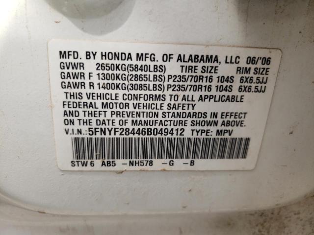 Photo 10 from auction – 2006 HONDA PILOT with VIN 5FNYF28446B049412
