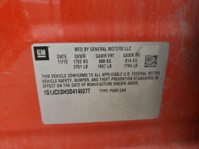 Photo 10 from auction – 2013 CHEVROLET SONIC LT with VIN 1G1JC5SH3D4149277