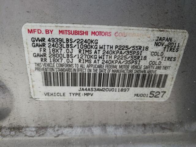 Photo 10 from auction – 2012 MITSUBISHI OUTLANDER with VIN JA4AS3AW2CU011897