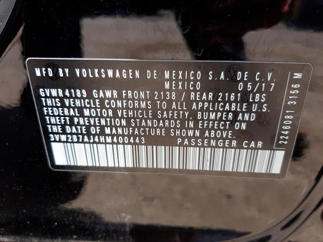 Photo 10 from auction – 2017 VOLKSWAGEN JETTA S with VIN 3VW2B7AJ4HM400443