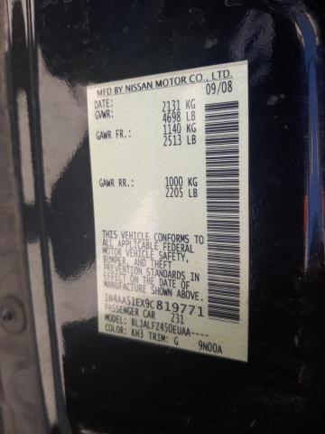 Photo 10 from auction – 2009 NISSAN MAXIMA S with VIN 1N4AA51EX9C819771