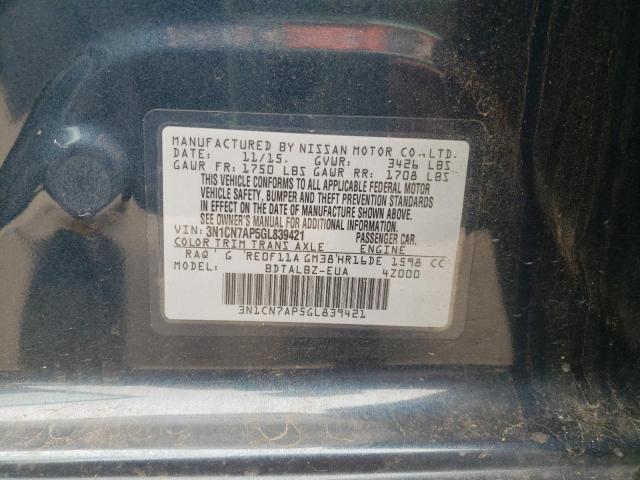Photo 10 from auction – 2016 NISSAN VERSA S with VIN 3N1CN7AP5GL839421
