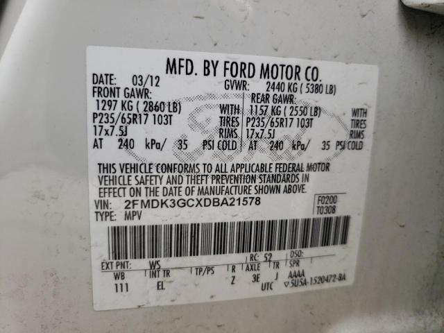 Photo 10 from auction – 2013 FORD EDGE SE with VIN 2FMDK3GCXDBA21578