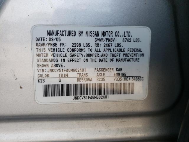 Photo 10 from auction – 2006 INFINITI G35 with VIN JNKCV51F46M602401