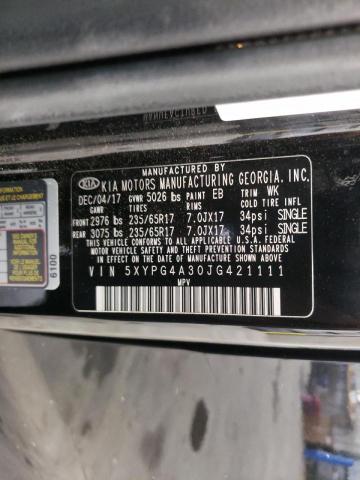 Photo 10 from auction – 2018 KIA SORENTO LX with VIN 5XYPG4A30JG421111