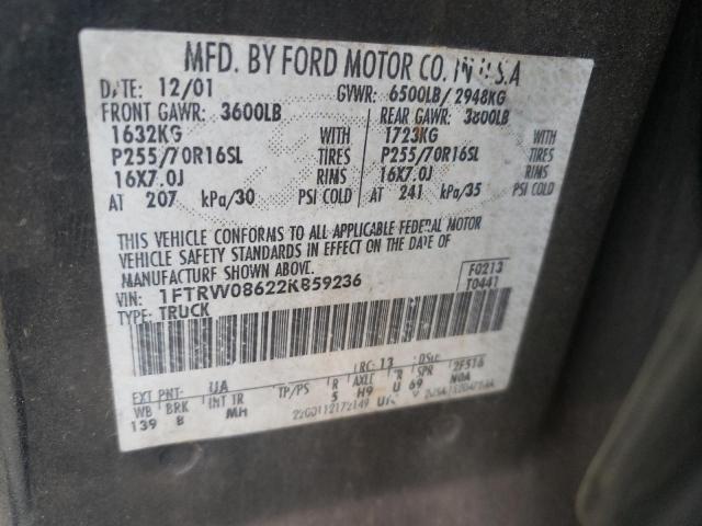 Photo 10 from auction – 2002 FORD F150 SUPER with VIN 1FTRW08622KB59236
