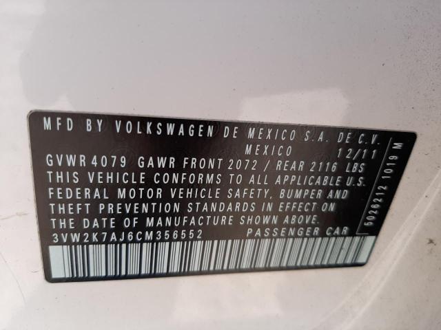 Photo 10 from auction – 2012 VOLKSWAGEN JETTA BASE with VIN 3VW2K7AJ6CM356552