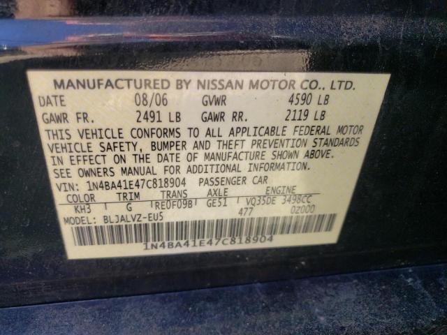 Photo 10 from auction – 2007 NISSAN MAXIMA SE with VIN 1N4BA41E47C818904