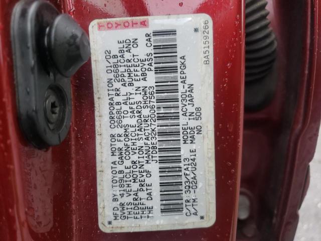 Photo 10 from auction – 2002 TOYOTA CAMRY LE with VIN JTDBE32K720067563