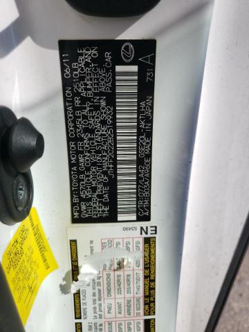 Photo 10 from auction – 2011 LEXUS IS 250 with VIN JTHFF2C22B2519932