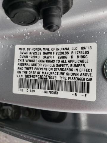 Photo 10 from auction – 2013 HONDA CIVIC EXL with VIN 19XFB2F93DE276479