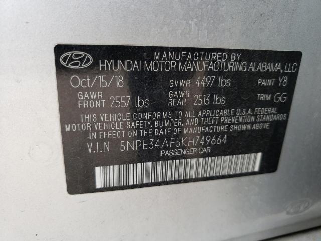 Photo 10 from auction – 2019 HYUNDAI SONATA LIM with VIN 5NPE34AF5KH749664
