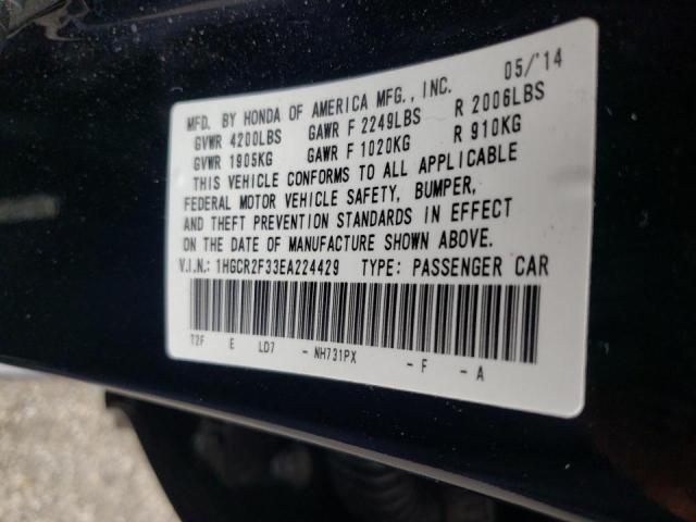 Photo 10 from auction – 2014 HONDA ACCORD LX with VIN 1HGCR2F33EA224429