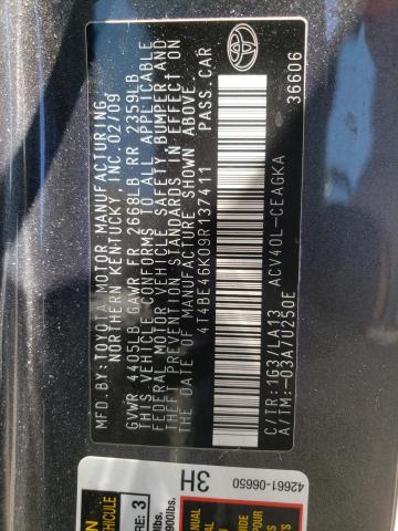 Photo 10 from auction – 2009 TOYOTA CAMRY BASE with VIN 4T4BE46K09R137411